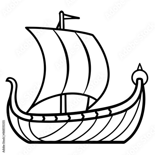Viking ship sea water side view vector