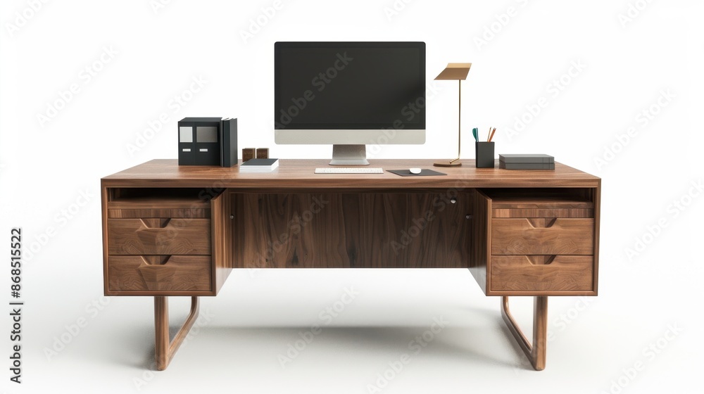 Home Office Desk isolate on white background: Balances functionality with style for home settings, featuring a compact design for efficient workspaces.
Home Office Desk isolate on white background: Balances functionality with style for home settings, featuring a compact design for efficient workspaces.