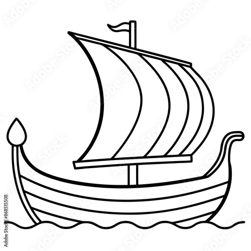 Viking ship sea water side view vector