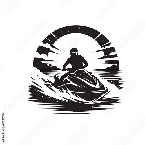 Jets ski Water sport vector illustration logo design, perfect for club team logo and tshirt design