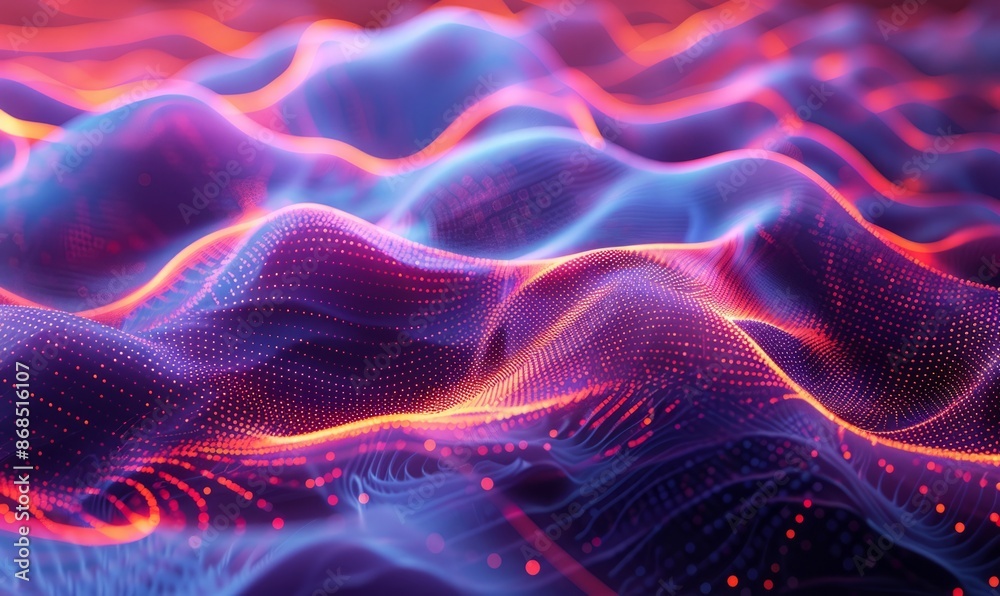 Fototapeta premium Abstract digital waves in neon shades