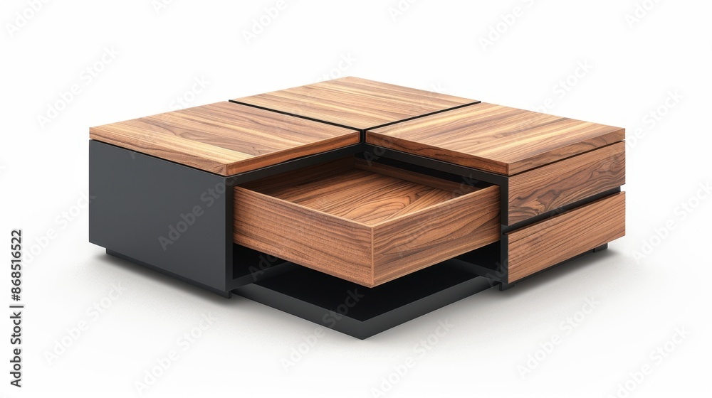 Storage Coffee Table isolate on white background: Built-in storage for books, remotes, blankets with drawers, shelves, or compartments, enhancing functionality with sleek design.
Storage Coffee Table isolate on white background: Built-in storage for books, remotes, blankets with drawers, shelves, or compartments, enhancing functionality with sleek design.