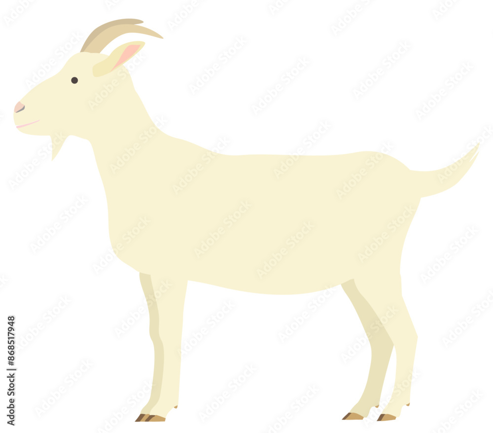 Fototapeta premium Clip art of white goat seen from the side