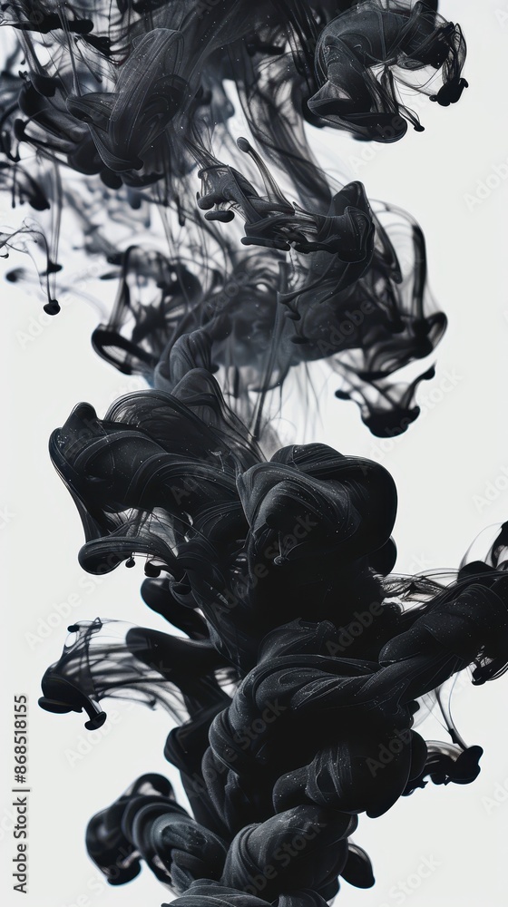 Black ink clouds in water, abstract background Black ink clouds in water, abstract background