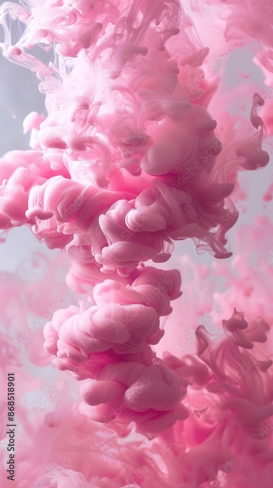 Fototapeta premium Pink ink clouds in water, abstract background