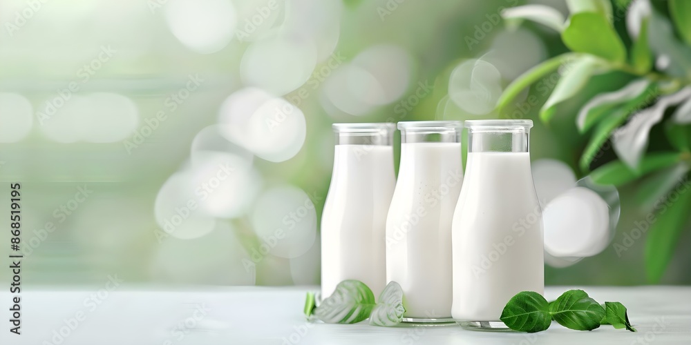 Growing trend towards plantbased milk as sustainable healthy alternative to dairy. Concept Plantbased Milk, Sustainability, Healthy Diet, Dairy Alternative, Environmental Impact Growing trend towards plantbased milk as sustainable healthy alternative to dairy. Concept Plantbased Milk, Sustainability, Healthy Diet, Dairy Alternative, Environmental Impact