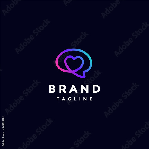 Heart Icon Inside Brain Symbol Logo Design. Continuous Brain and Heart Silhouette Lines Logo Design.