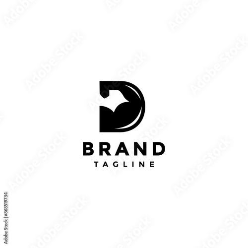 Muscular Hands Form Initial Letter D Logo Design. Initial Letter D Muscular Arms Logo Design.