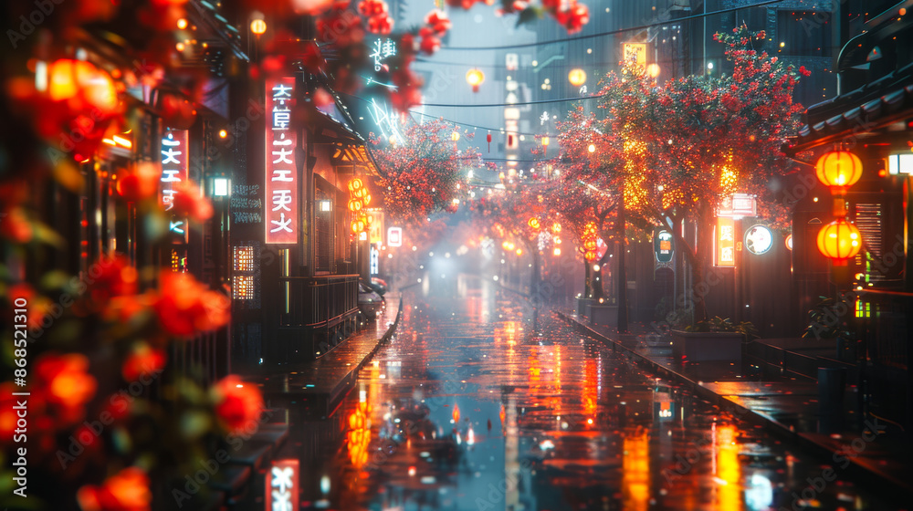 Naklejka premium Japanese Style Modern Village