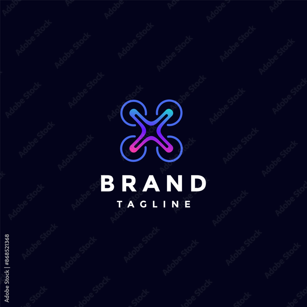 Simple Colorful Drone Lines Logo Design. Initial Letter X Drone Icon Colorful Logo Design. Simple Colorful Drone Lines Logo Design. Initial Letter X Drone Icon Colorful Logo Design.