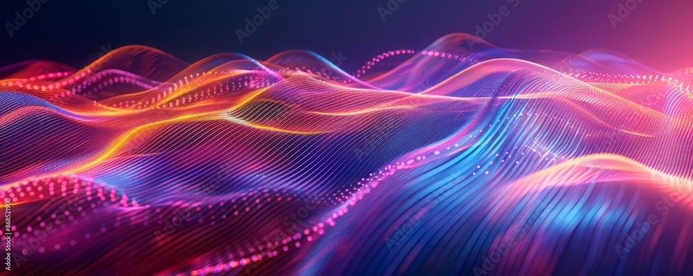 Neon lines forming wave patterns Neon lines forming wave patterns