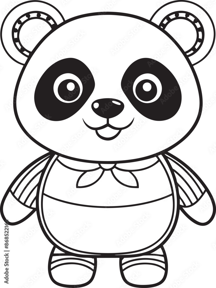 Obraz premium Cute Panda Doodle Coloring Cartoon Character