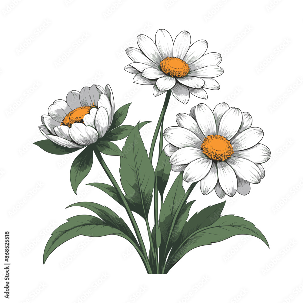 Hand Drawn Daisy Flower Illustration Hand Drawn Daisy Flower Illustration
