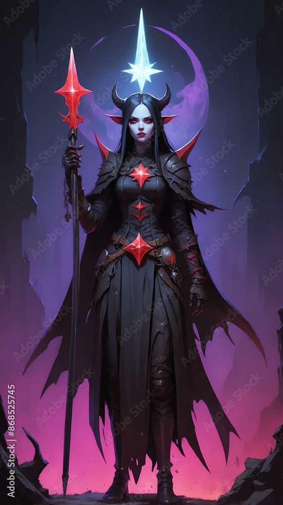 the star tarrot card with a scale in a dark demonic bl theme the star tarrot card with a scale in a dark demonic bl theme