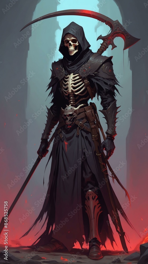 Fototapeta premium the death tarrot card in a dark demonic bloody gothic th theme