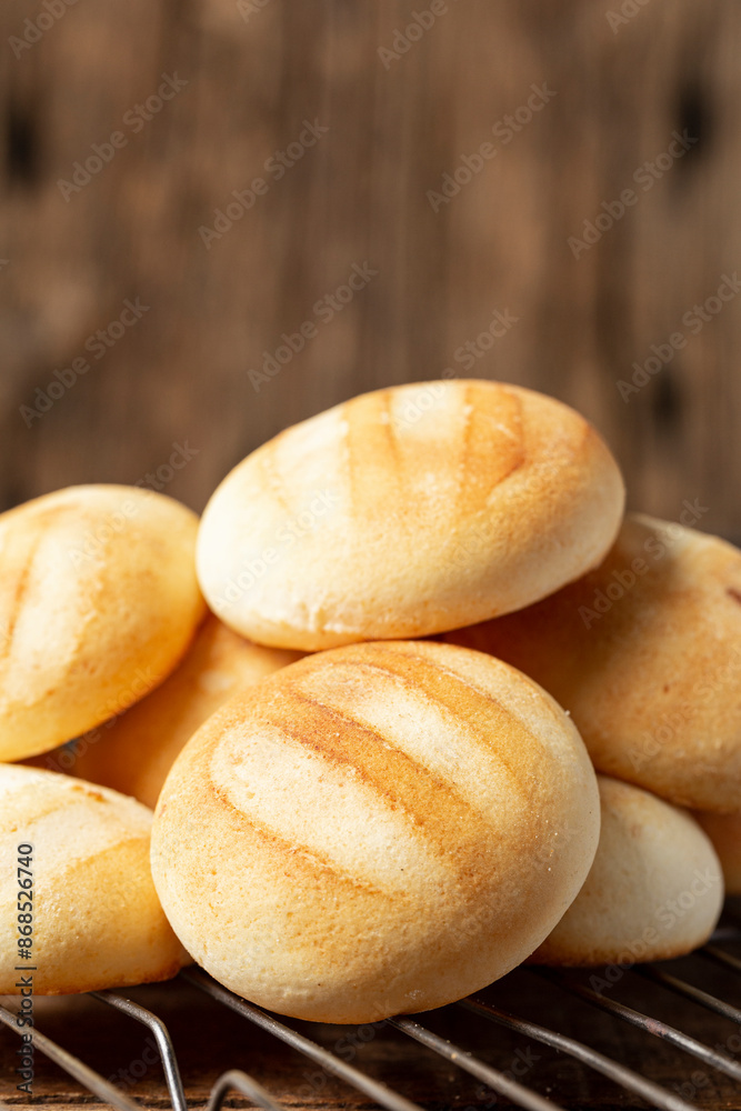 Delicious and nutritious almojabanas or pandebono, a food based on cassava flour and cheese Delicious and nutritious almojabanas or pandebono, a food based on cassava flour and cheese