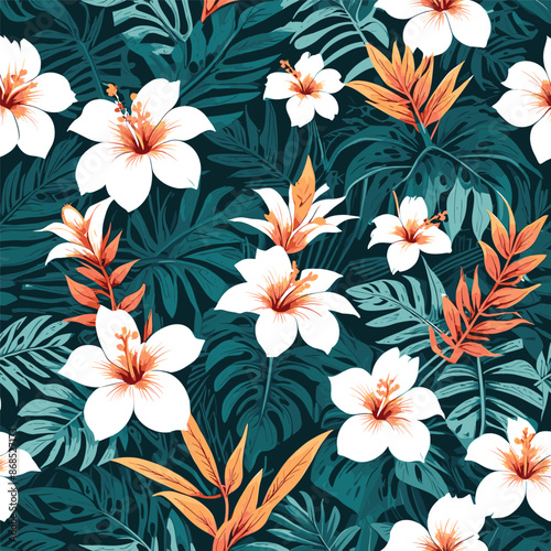 Tropical Blossoms Vector Floral Illustration