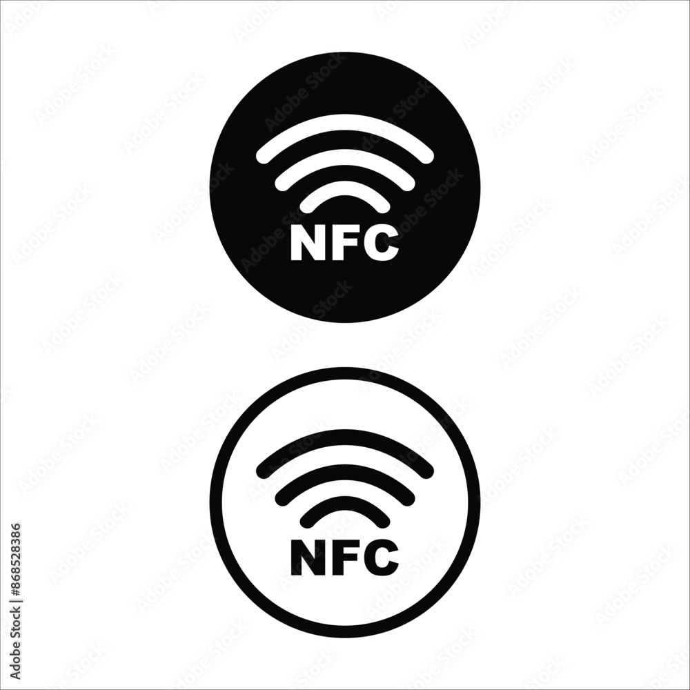 Nfc vector icon, smart payment symbol. Simple, flat design for web or mobile app Nfc vector icon, smart payment symbol. Simple, flat design for web or mobile app