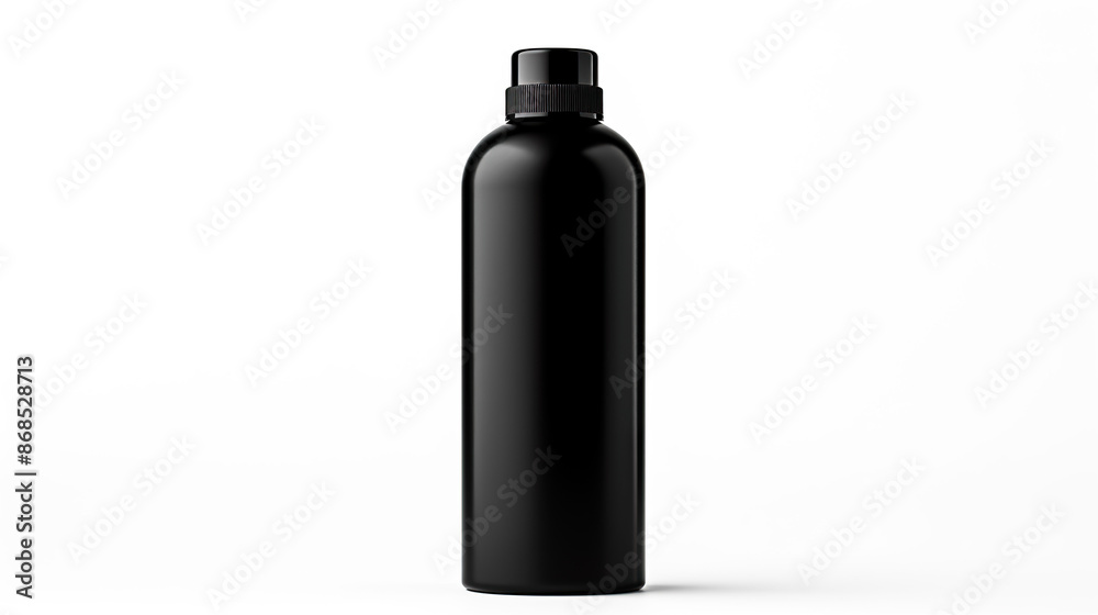 An isolated black shampoo bottle against a white background An isolated black shampoo bottle against a white background