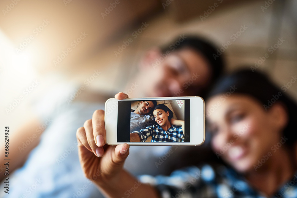Couple, selfie and floor above in home, happy and smile on mobile app in apartment with love. Smartphone, social media and internet post or update for memory, photography and bonding on tech Couple, selfie and floor above in home, happy and smile on mobile app in apartment with love. Smartphone, social media and internet post or update for memory, photography and bonding on tech