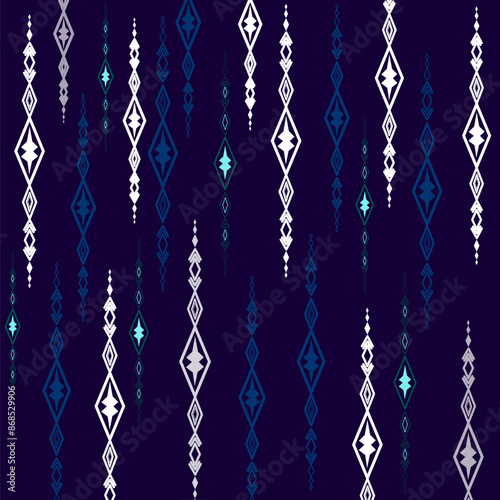 ikat seamless pattern asian illusrtration vector blue white
dimond line Long lines, beautiful, native photo