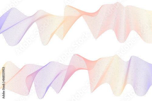 Abstract vector background with pastel wavy lines. Digital frequency tracking equalizer stylized line art background Vector illustration Waves with lines created using the blend tool.