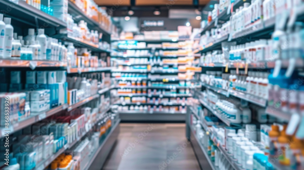 A modern pharmacy with organized shelves offers a wide range of medications, ensuring a pleasant experience A modern pharmacy with organized shelves offers a wide range of medications, ensuring a pleasant experience
