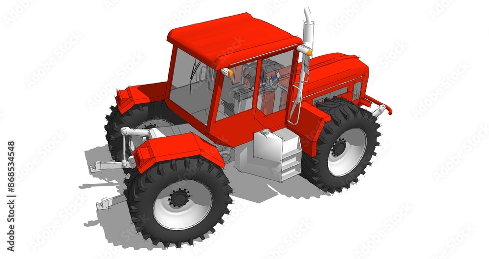 Obraz premium tractor graphic sketch 3d illustration