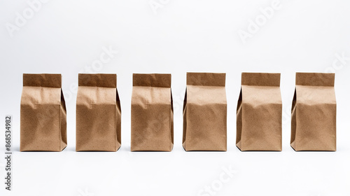 Isolated on a white background are paper coffee bags.