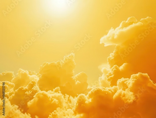 dreamlike cloudscape against a vibrant yellow sky ethereal cottonlike clouds in various shapes create a surreal and calming atmospheric composition photo
