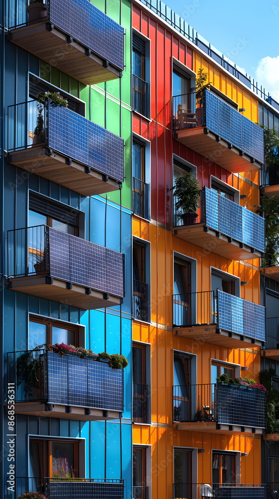 Obraz premium balcón de vivienda con paneles solares