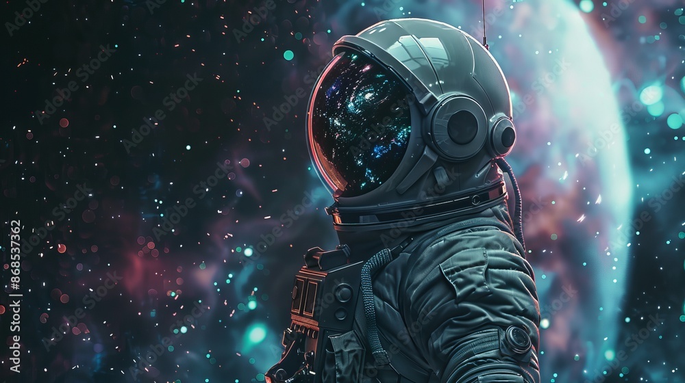 Futuristic AI-Generated Artwork of an Astronaut Exploring the Depths of Outer Space