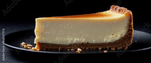 Classic cheesecake black New York style slice photo