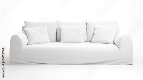 Isolated on a white background, a square pillow in a modern interior