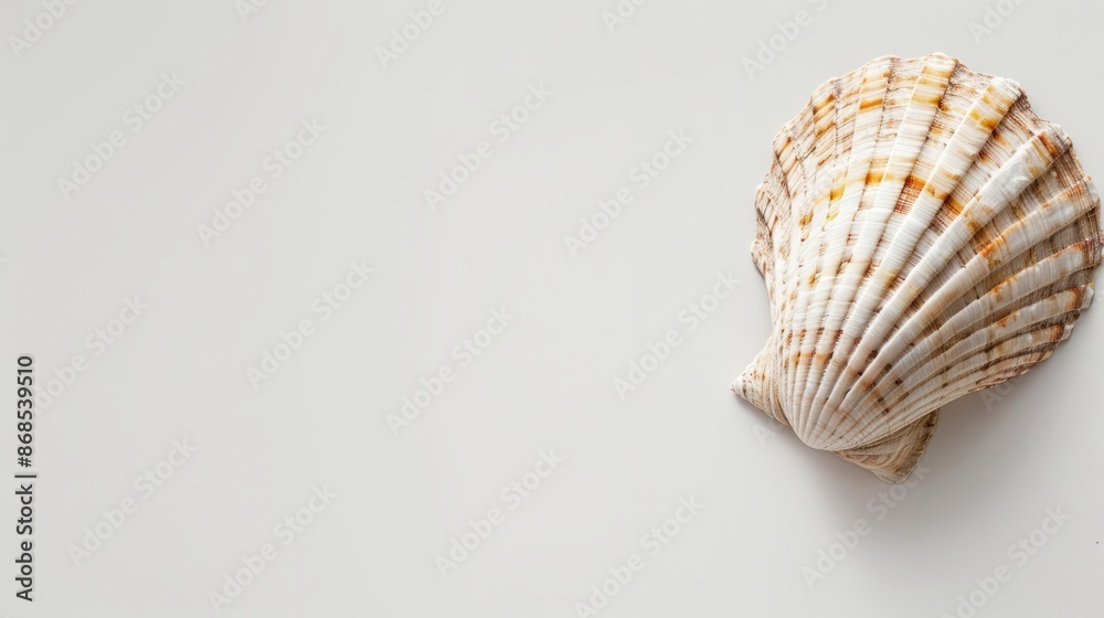 Minimalist beach holiday banner with single seashell on white background, clean and serene design.
Minimalist beach holiday banner with single seashell on white background, clean and serene design.