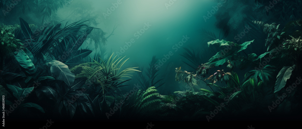 Mysterious Foggy Jungle Scene Mysterious Foggy Jungle Scene