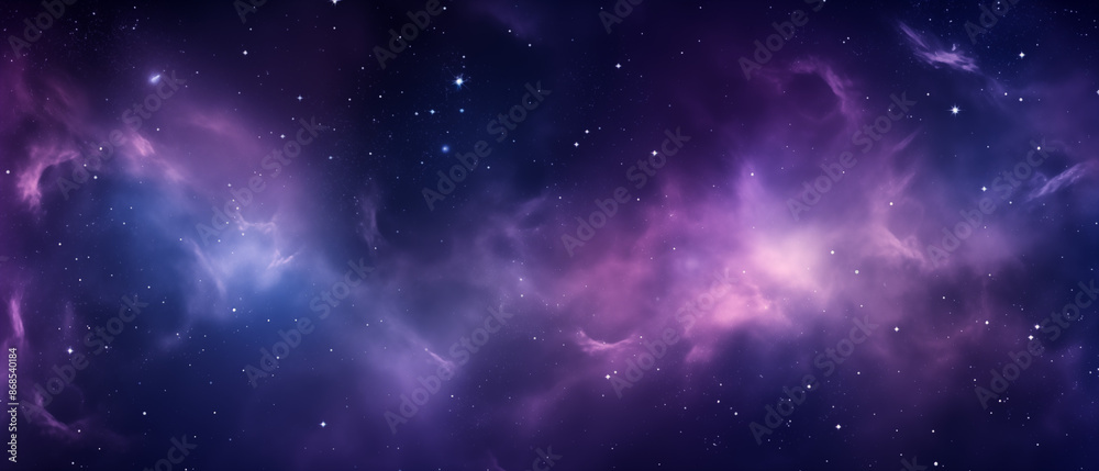 Naklejka premium Radiant Nebula with Purple and Blue Colors