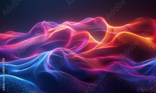 Minimalist abstract waves in neon shades