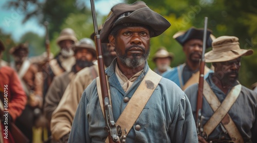A historical reenactment of the Revolution and the Reconstruction era, highlighting the ongoing fight for equality and human rights
