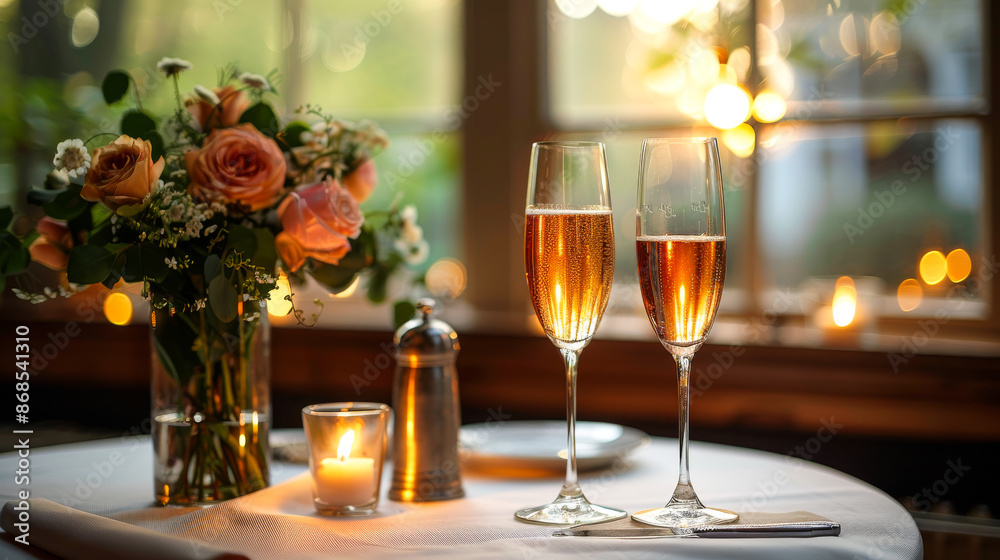 Table with Wine Glasses Setting for Evening Table with Wine Glasses Setting for Evening