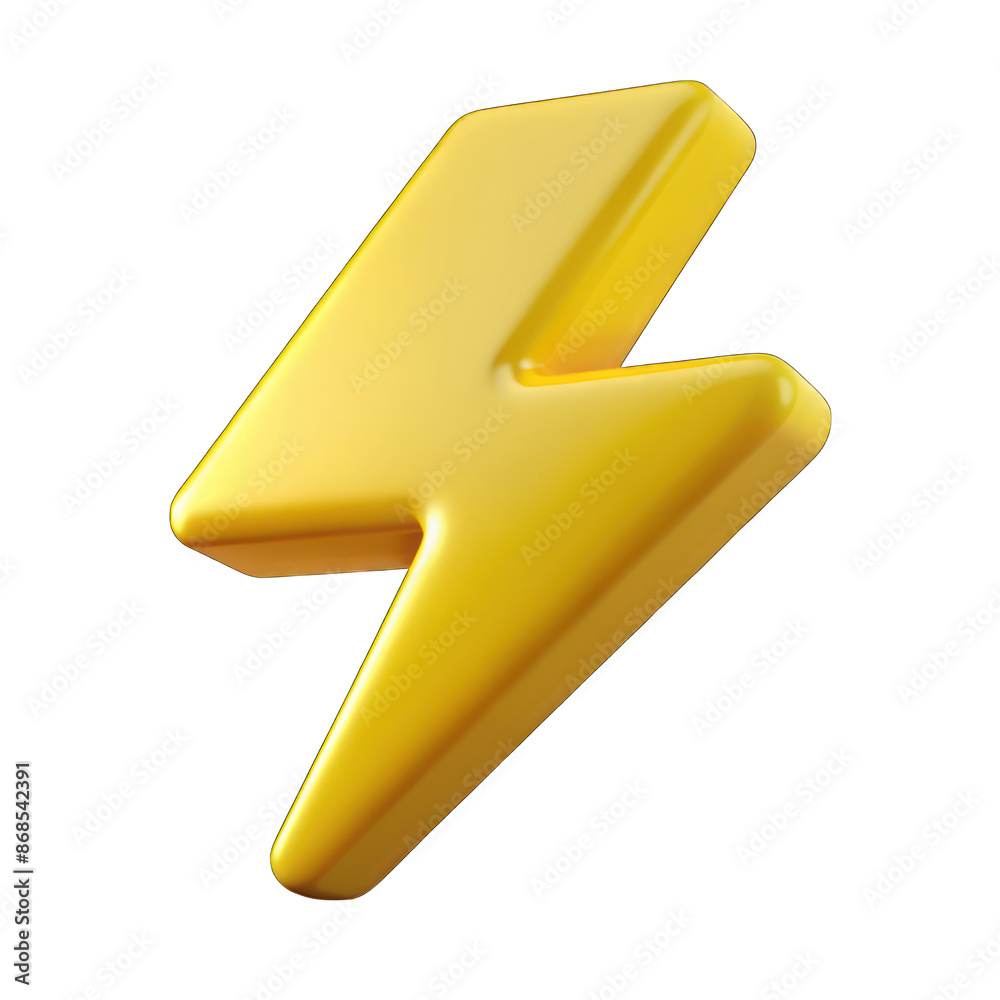 Yellow lightning bolt icon 3d isolated on transparent background Yellow lightning bolt icon 3d isolated on transparent background