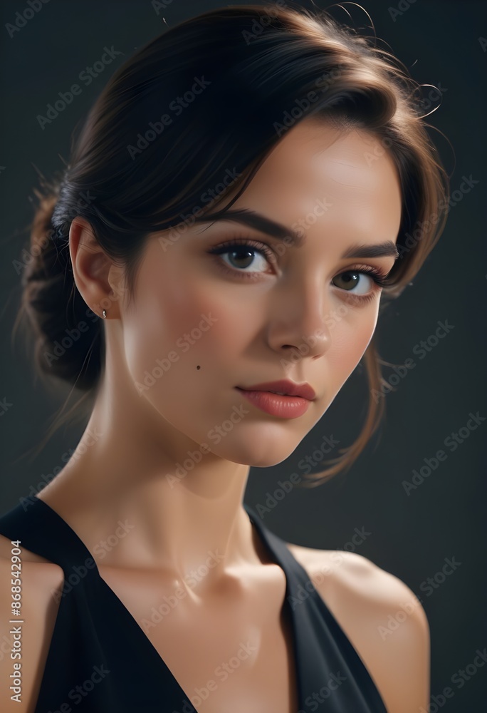 Naklejka premium Beautiful and elegant female front view photo, beauty wallpaper