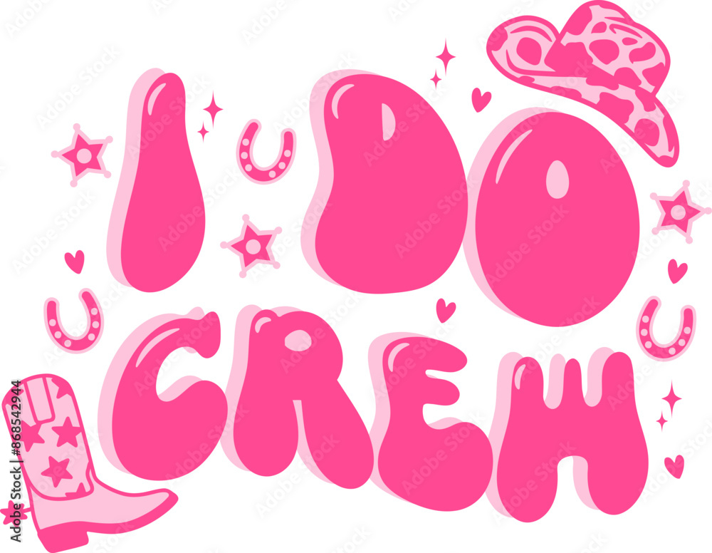 I do Crew Pink Cowgirl Bachelorette Party Design