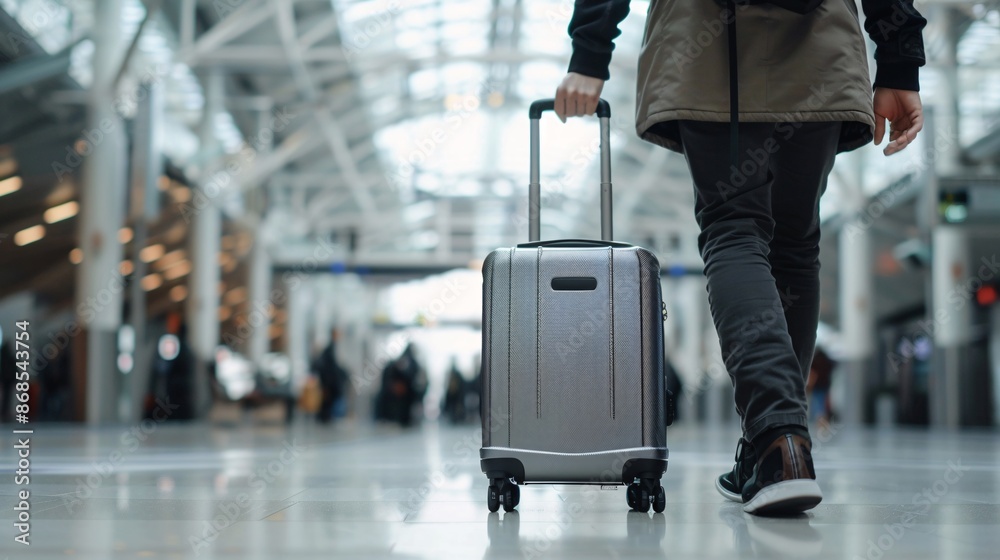 Navigating Airports and Train Stations Background with Luggage Navigating Airports and Train Stations Background with Luggage