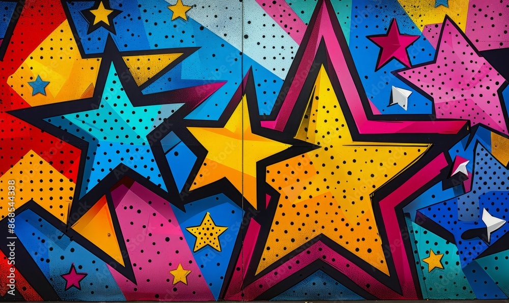Abstract pop art stars with bold outlines Abstract pop art stars with bold outlines