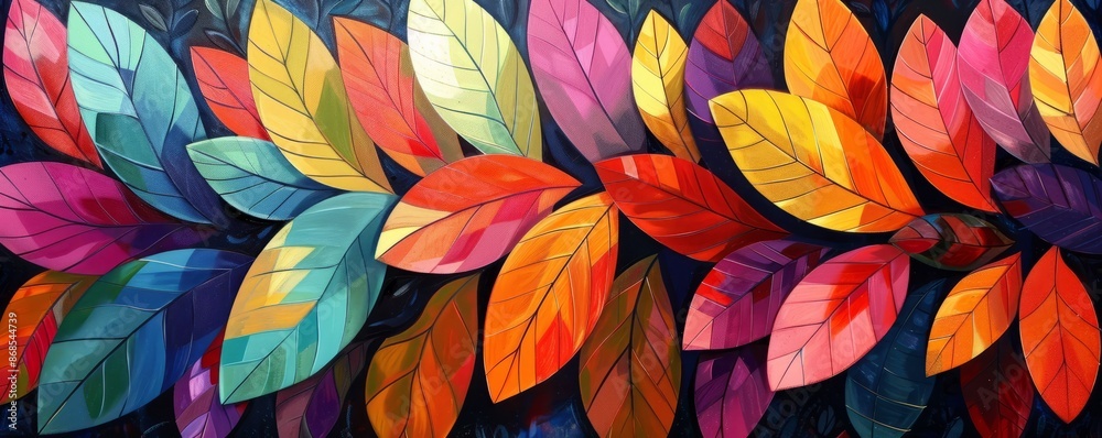 custom made wallpaper toronto digitalBrightly colored, stylized leaves