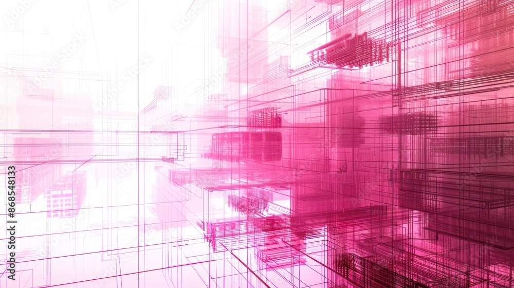 Pink Abstract Wireframe Cityscape Pink Abstract Wireframe Cityscape