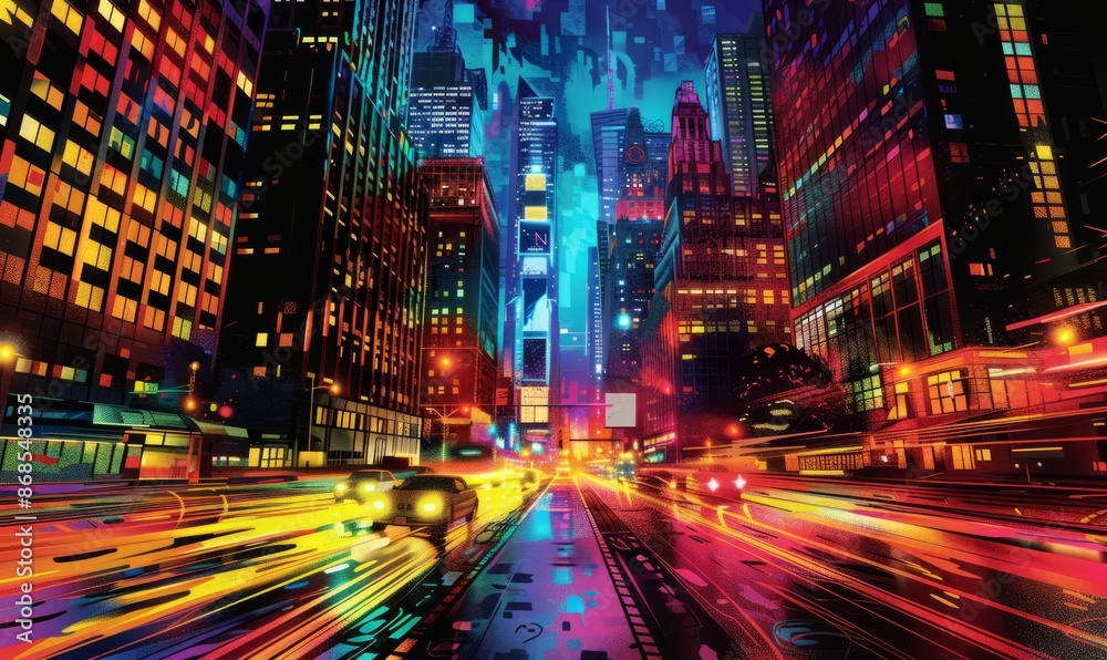 Retro comic book-style cityscape with vibrant colors Retro comic book-style cityscape with vibrant colors