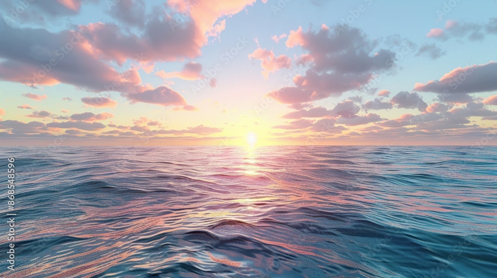 Fototapeta premium Sunset over a vast ocean colorful sky