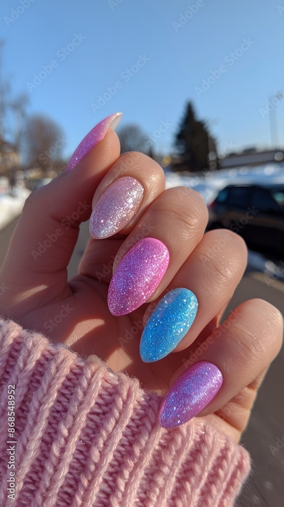 studio photo of manicure, various designs.